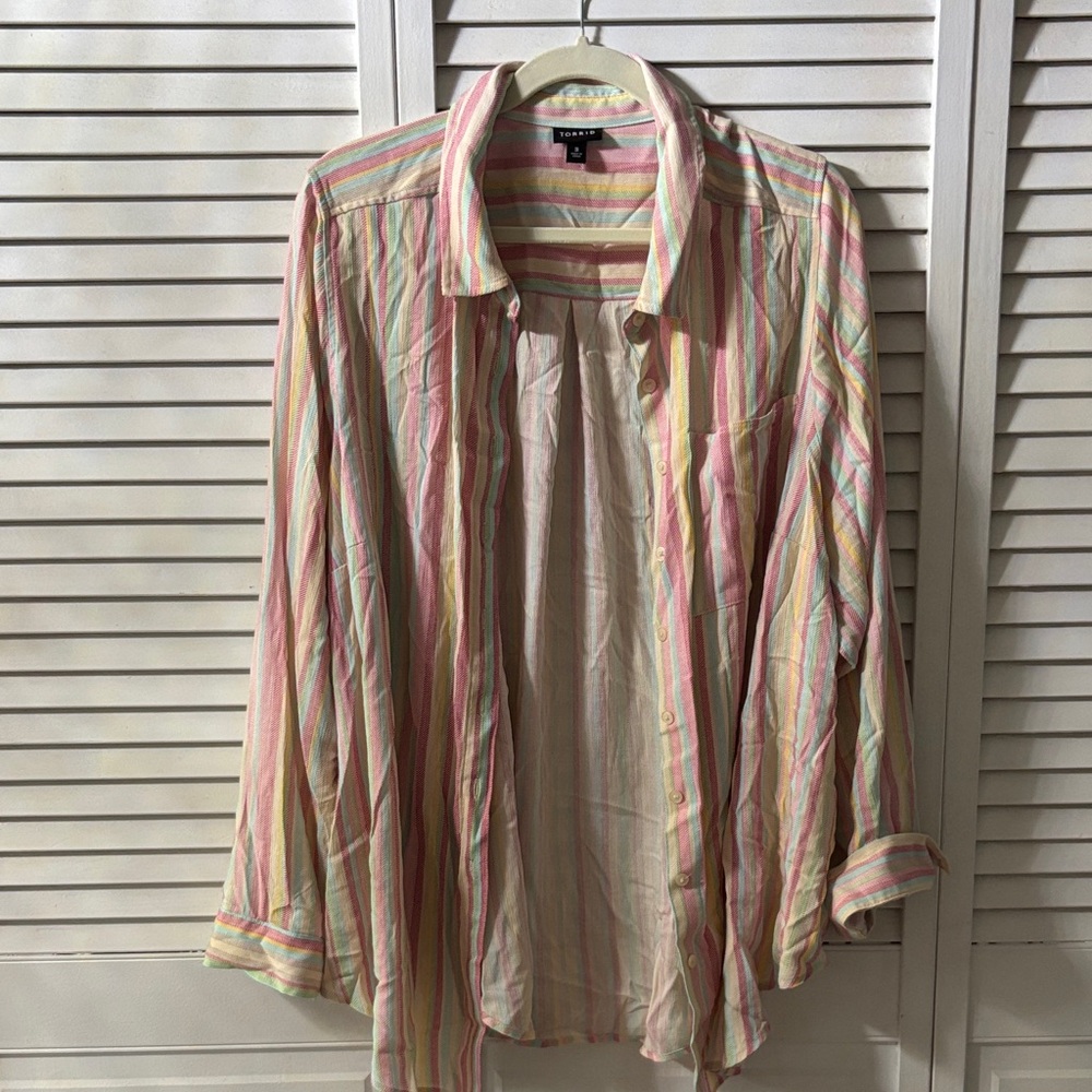 torrid Pastel Multi-Striped Button Front Shirt